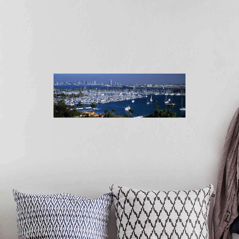 A bohemian room featuring Aerial view of boats moored at a harbor San Diego California
