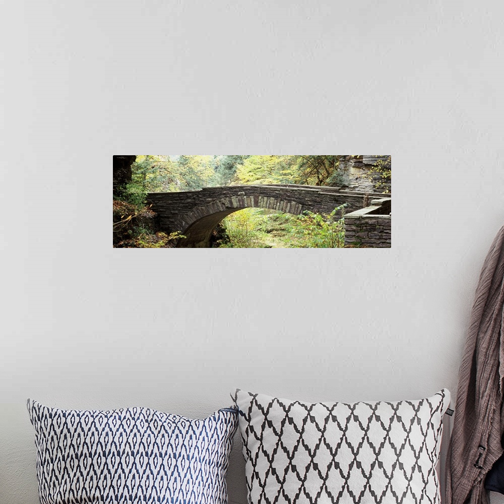A bohemian room featuring Arch bridge in a forest Robert H. Treman State Park Ithaca Tompkins County Finger Lakes New York ...