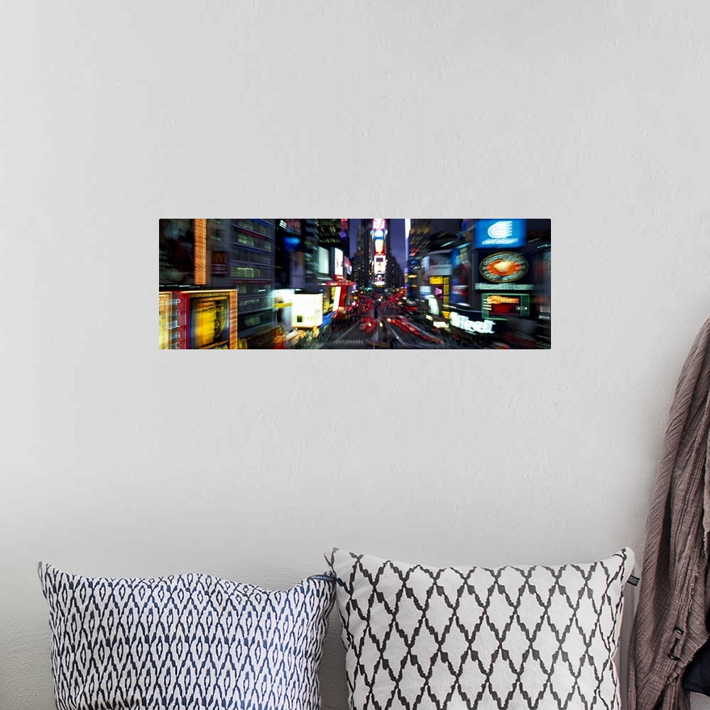 A bohemian room featuring Blurred view of a city, Times Square, Manhattan, New York City, New York State, USA