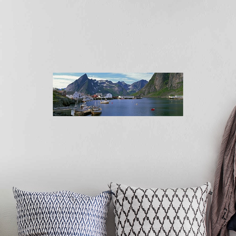 A bohemian room featuring Boats and cottages in Reine Harbour, Lofoten Islands, Norway