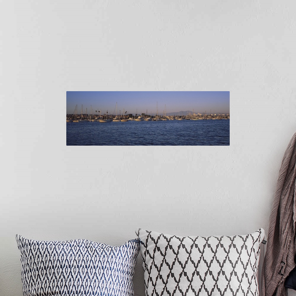 A bohemian room featuring Boats at a harbor, Newport Beach Harbor, Newport Beach, California
