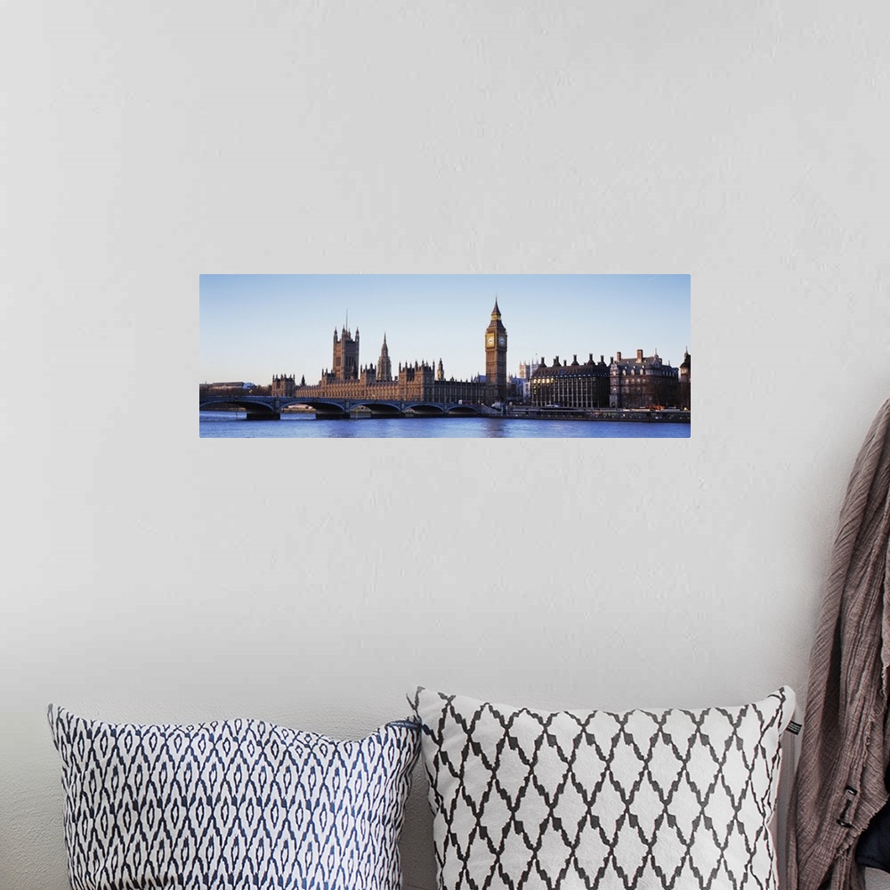 A bohemian room featuring Bridge across a river, Big Ben, Houses of Parliament, Thames River, Westminster Bridge, London, E...