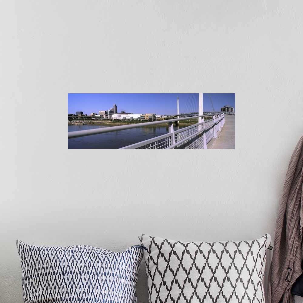 A bohemian room featuring Bridge across a river, Bob Kerrey Pedestrian Bridge, Missouri River, Omaha, Nebraska