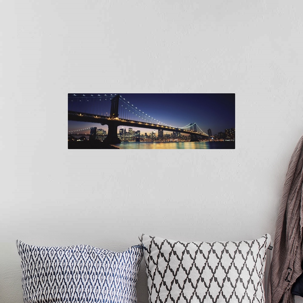A bohemian room featuring Bridge across the river, Manhattan Bridge, Lower Manhattan, New York City, New York State