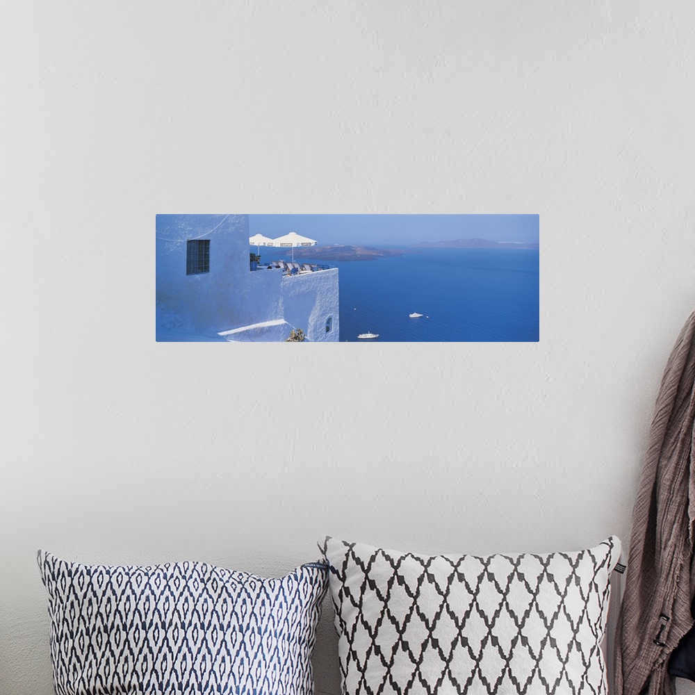 A bohemian room featuring Building On Water, Boats, Fira, Santorini Island, Greece