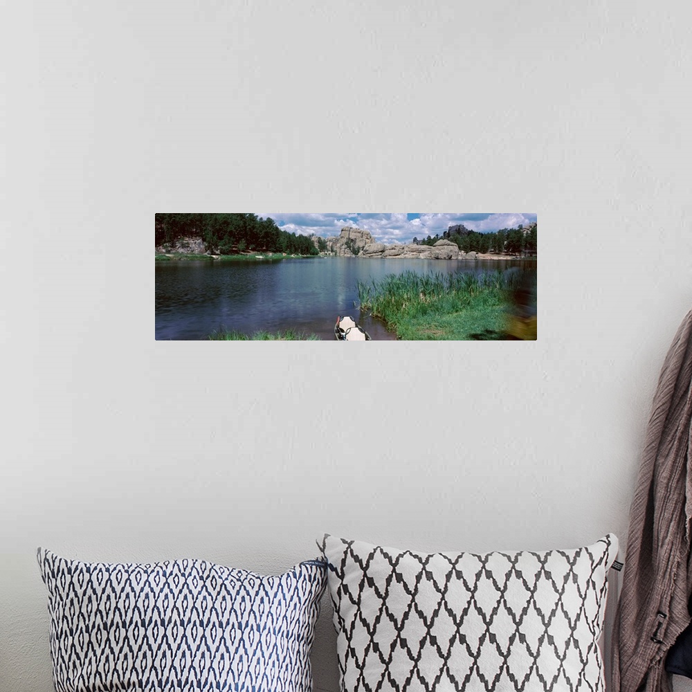 A bohemian room featuring Canoe in a lake, Sylvan Lake, Black Hills, Custer State Park, Custer County, South Dakota,