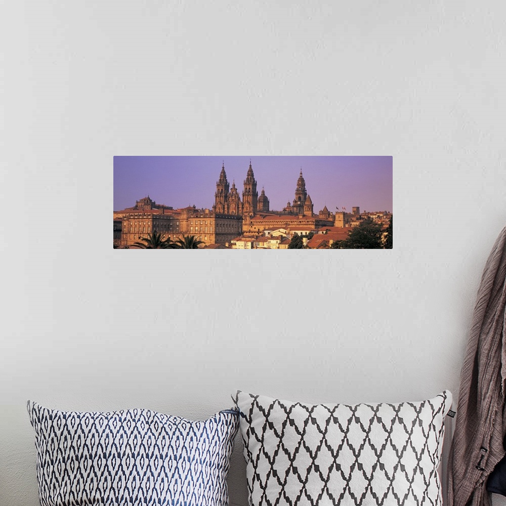 A bohemian room featuring Cathedral in a cityscape, Santiago De Compostela, La Coruna, Galicia, Spain