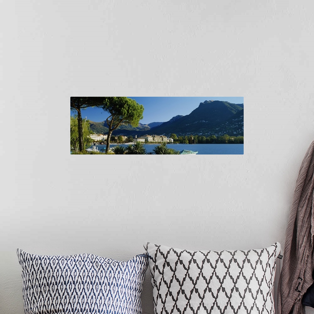 A bohemian room featuring City on the waterfront, Lake Lugano, Lugano, Switzerland