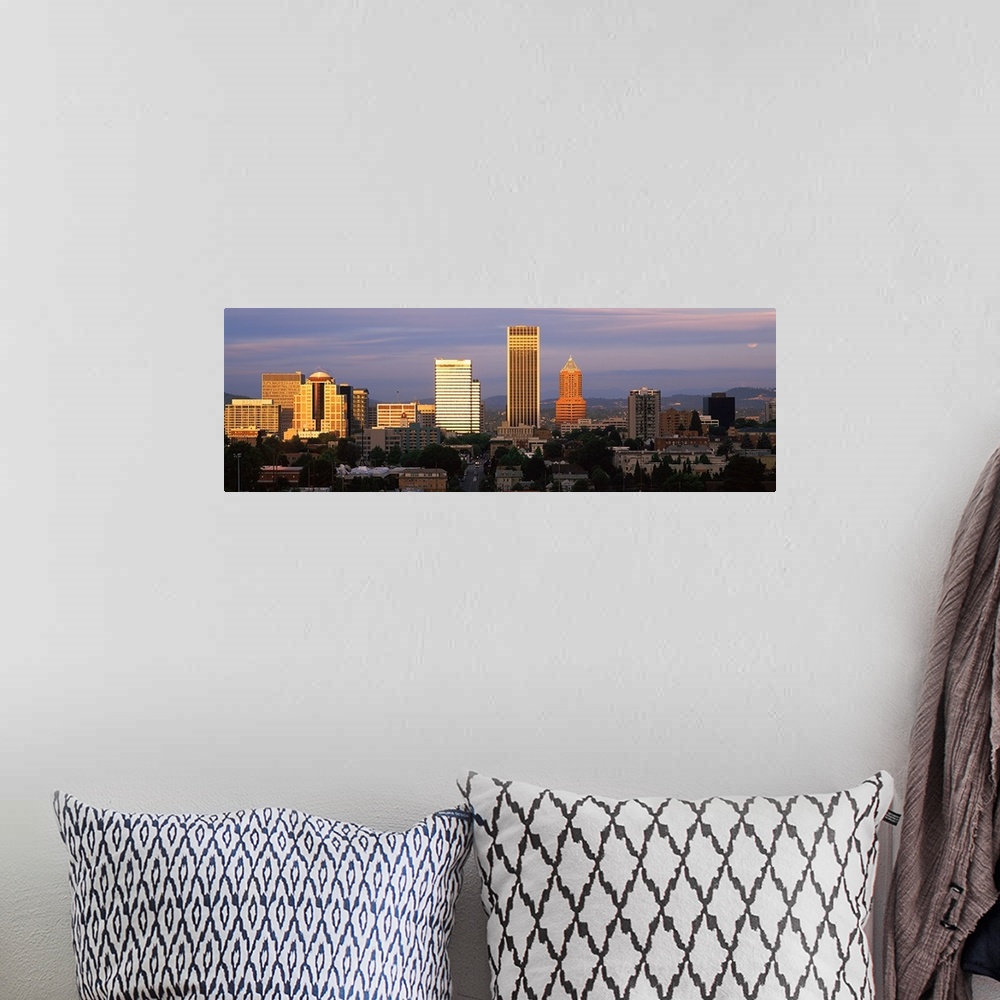 A bohemian room featuring Cityscape at sunset, Portland, Multnomah County, Oregon,
