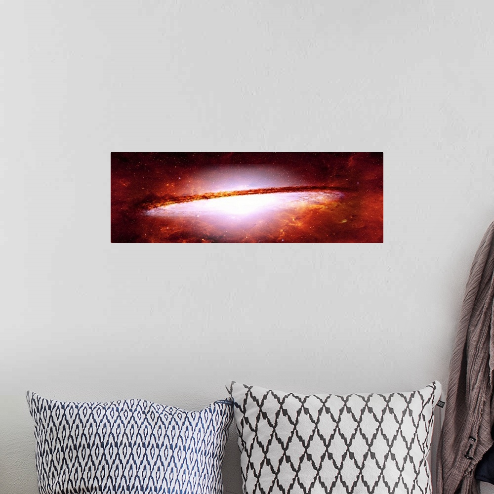 A bohemian room featuring Close-up of red milky way universe