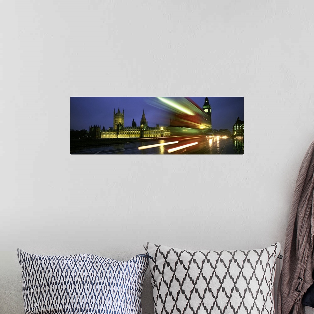 A bohemian room featuring A dynamic panorama of Big Ben and England's Houses of Parliament.