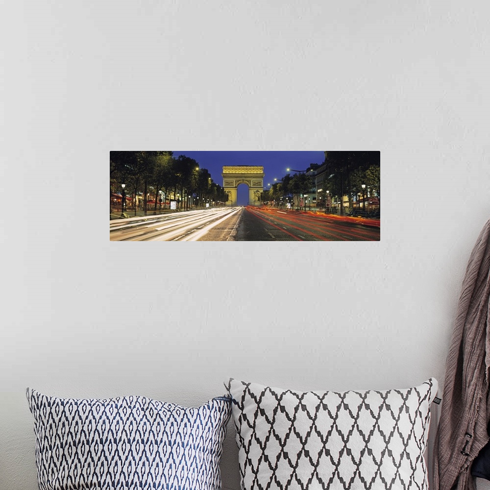 A bohemian room featuring France, Paris, Arc de Triomphe, Champs Elysees, View of traffic on an urban street