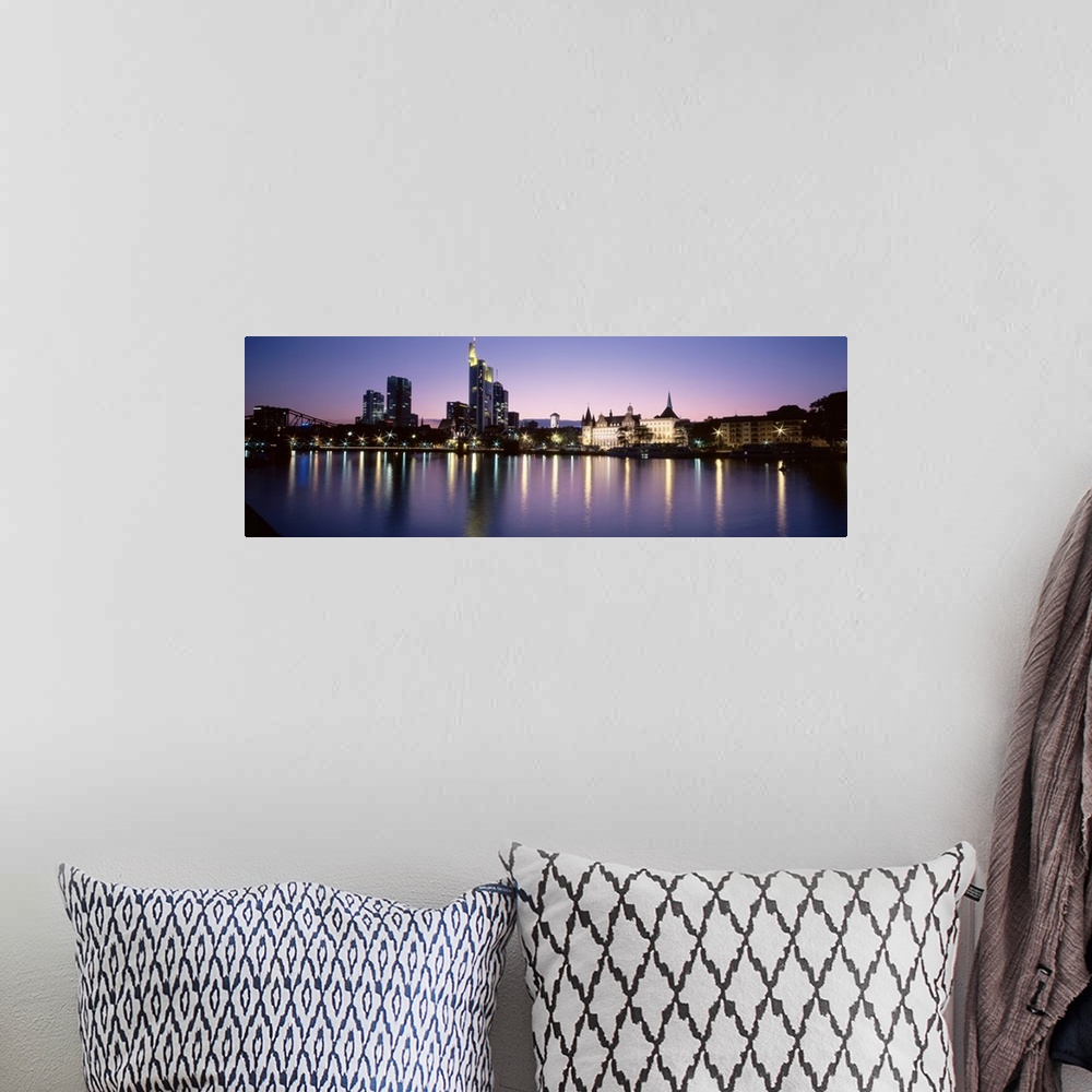 A bohemian room featuring Germany, Frankfurt, Main River, skyline in evening