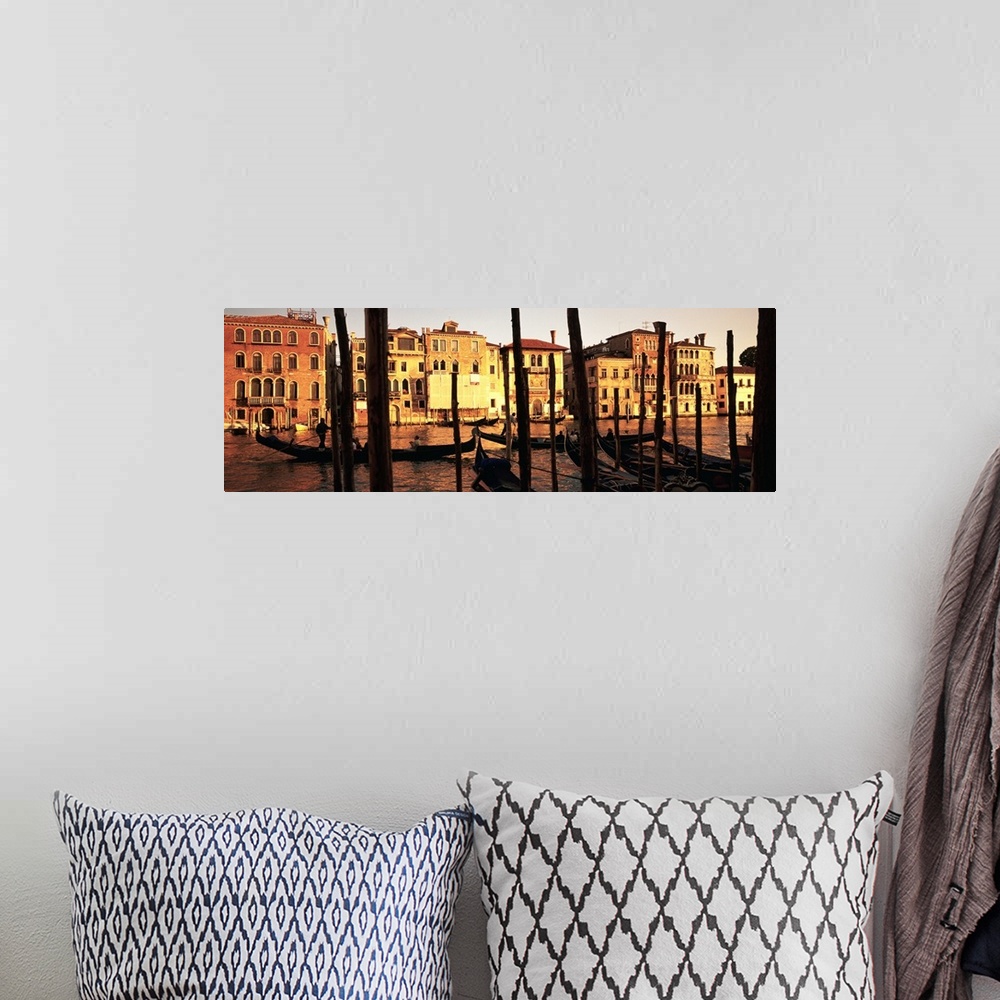 A bohemian room featuring Panoramic photo of buildings along the canal in Venice, Italy at sunset.