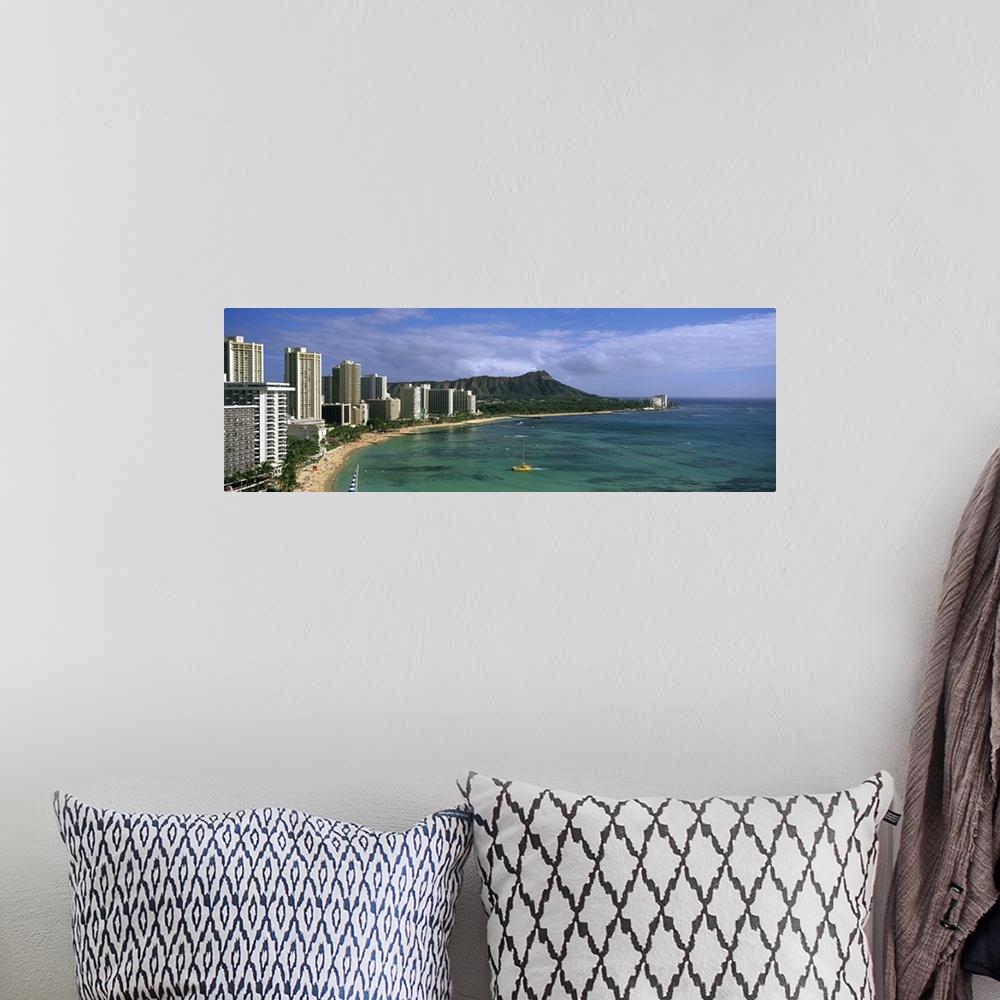 A bohemian room featuring High angle view of a beach, Diamond Head, Waikiki Beach, Oahu, Hawaii