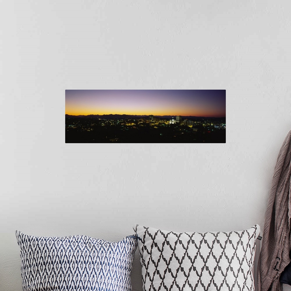 A bohemian room featuring High angle view of a city at dusk, Asheville, North Carolina