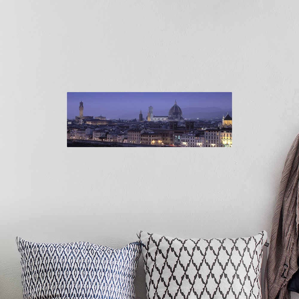 A bohemian room featuring High angle view of a city at dusk, Florence, Tuscany, Italy