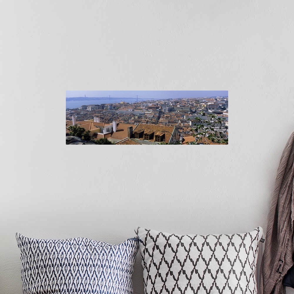 A bohemian room featuring High angle view of a city viewed from a castle, Castelo De Sao Jorge, Lisbon, Portugal