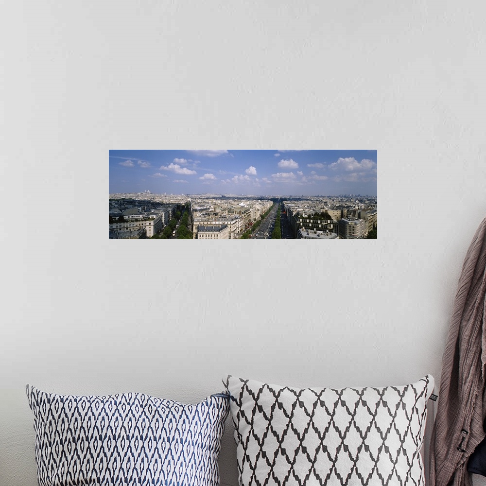 A bohemian room featuring High angle view of a cityscape, Arc De Triomphe, Paris, France