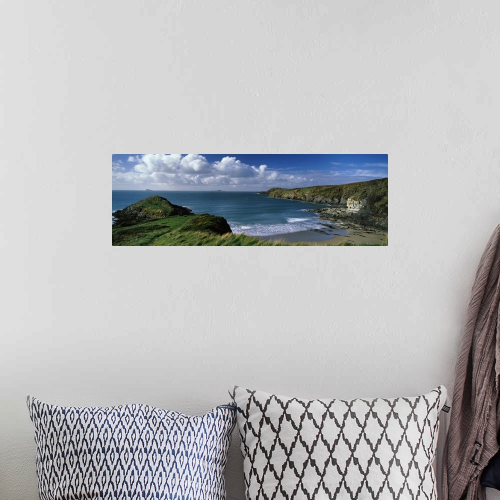 A bohemian room featuring High angle view of a coastline Trwynhwrddyn Whitesand Bay Porth Lleuog Pembrokeshire Wales
