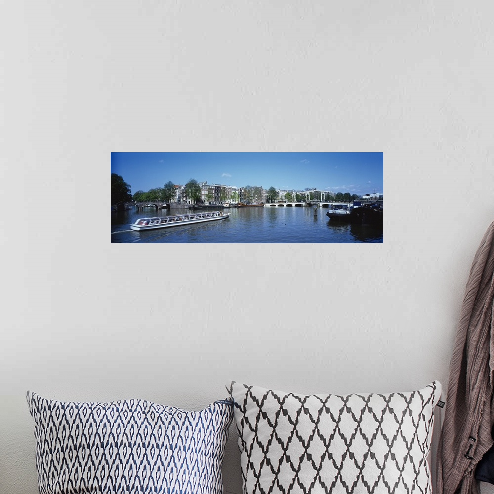 A bohemian room featuring High angle view of a ferry in a lake, Amsterdam, Netherlands