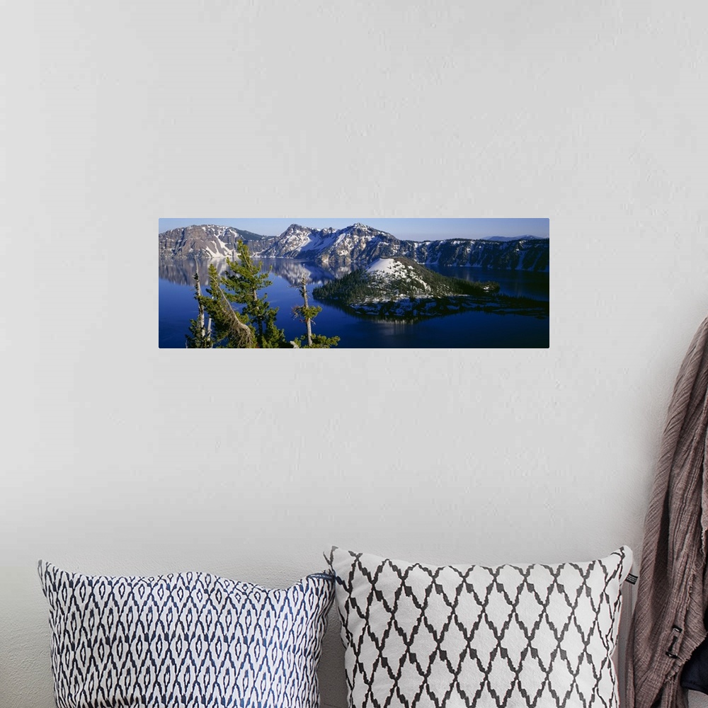 A bohemian room featuring High angle view of a lake, Crater Lake, Crater Lake National Park, Oregon