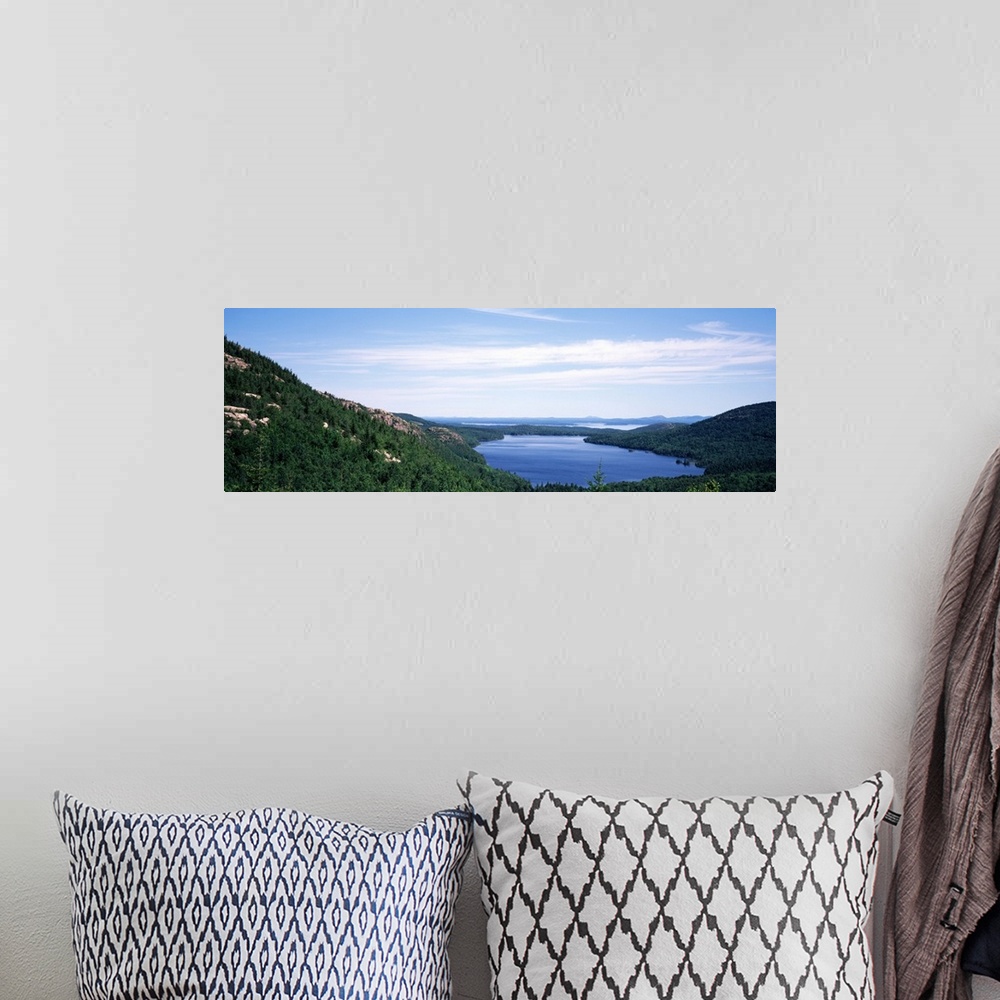 A bohemian room featuring High angle view of a lake, Eagle lake, Maine