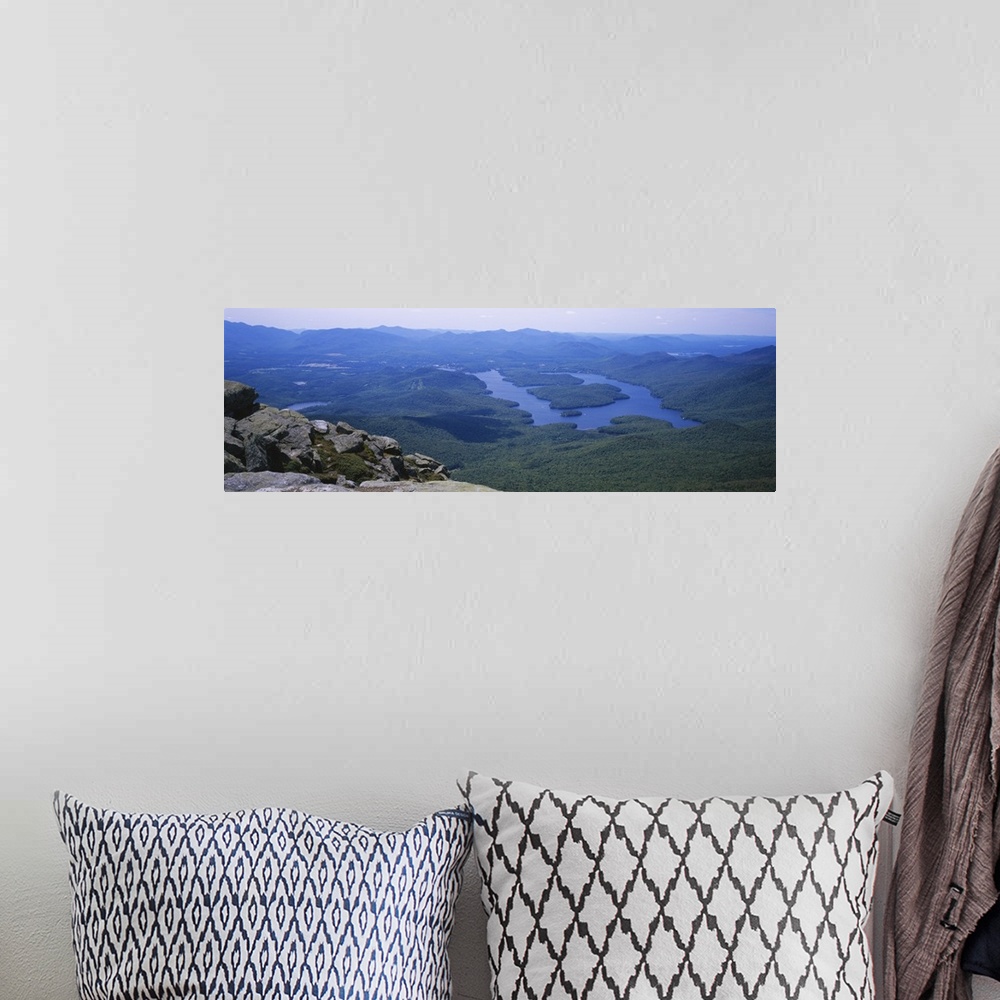 A bohemian room featuring High angle view of a lake, Lake Placid, Adirondack Mountains, New York State
