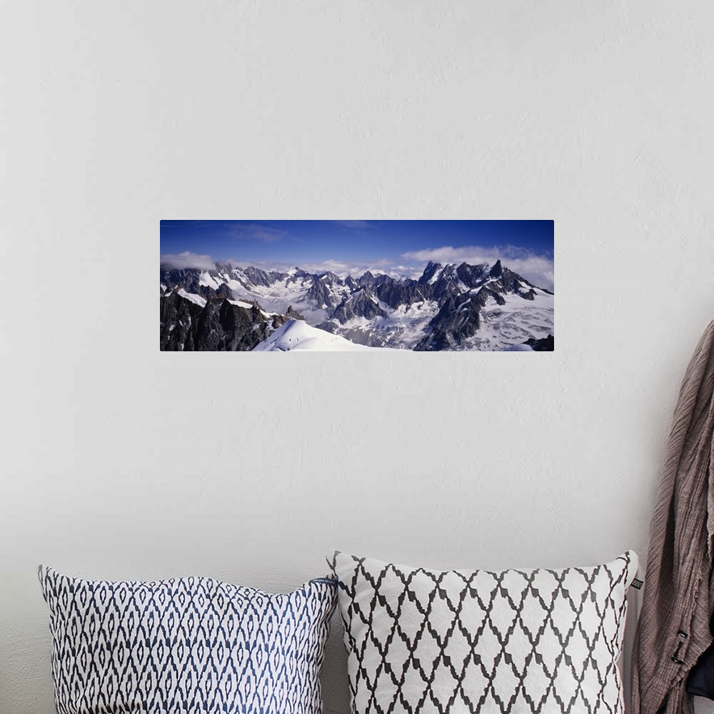 A bohemian room featuring High angle view of a mountain range, Mt Blanc, The Alps, France