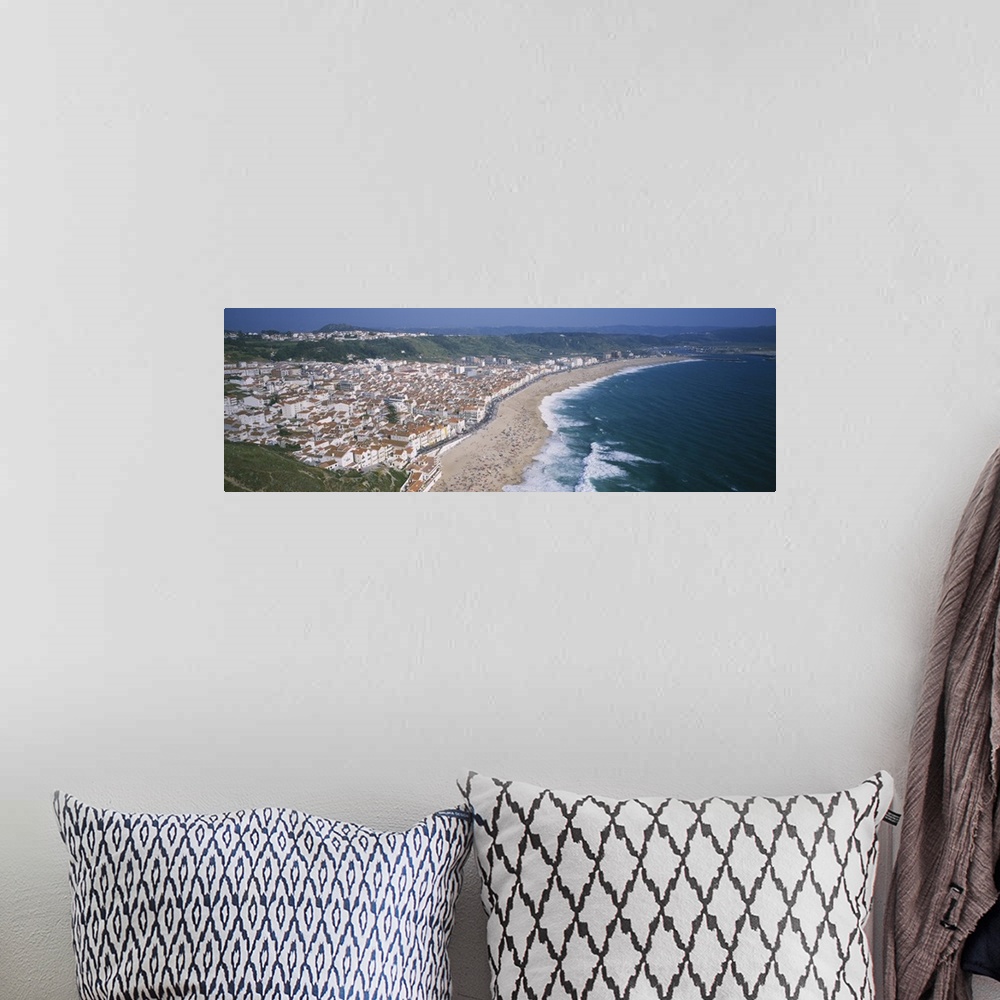 A bohemian room featuring High angle view of a town, Nazare, Leiria, Portugal