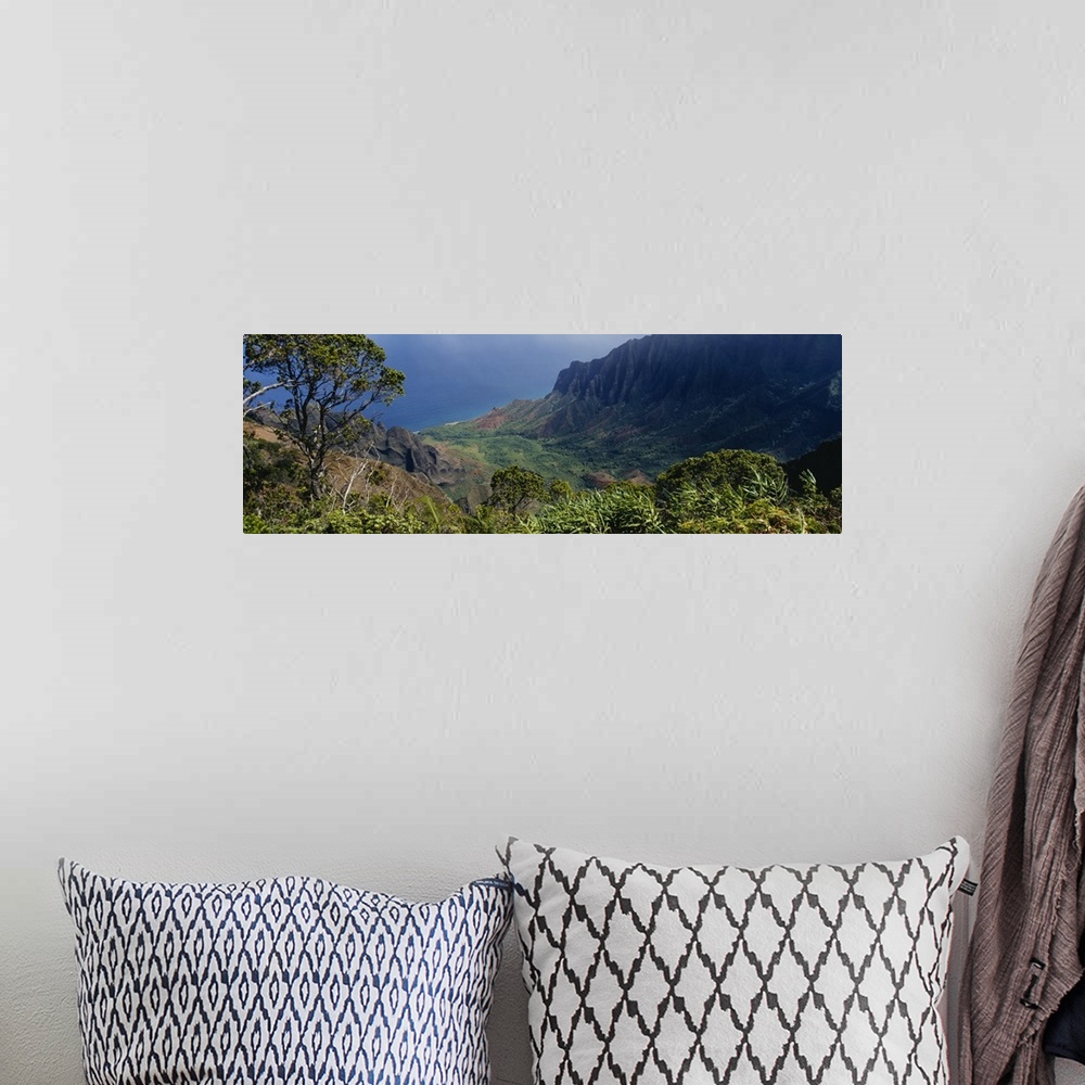 A bohemian room featuring High angle view of a valley, Kauai, Hawaii
