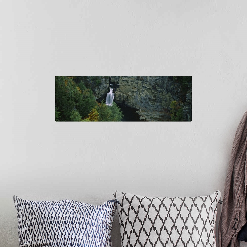 A bohemian room featuring High angle view of a waterfall, Linville Falls, Blue Ridge Parkway, North Carolina