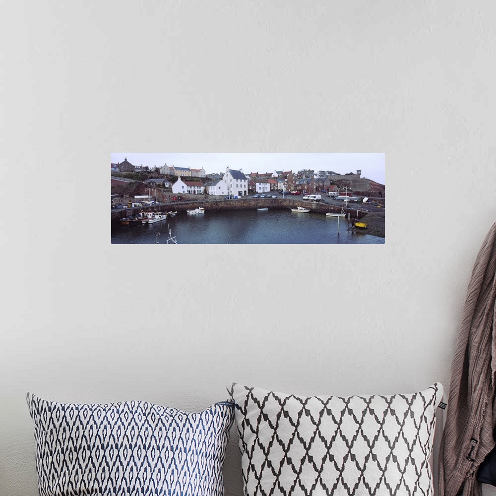 A bohemian room featuring High angle view of boats moored at a harbor, Crail, Scotland