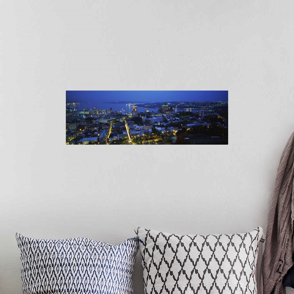 A bohemian room featuring High angle view of buildings in a city, St. Lawrence River, Quebec City, Quebec, Canada