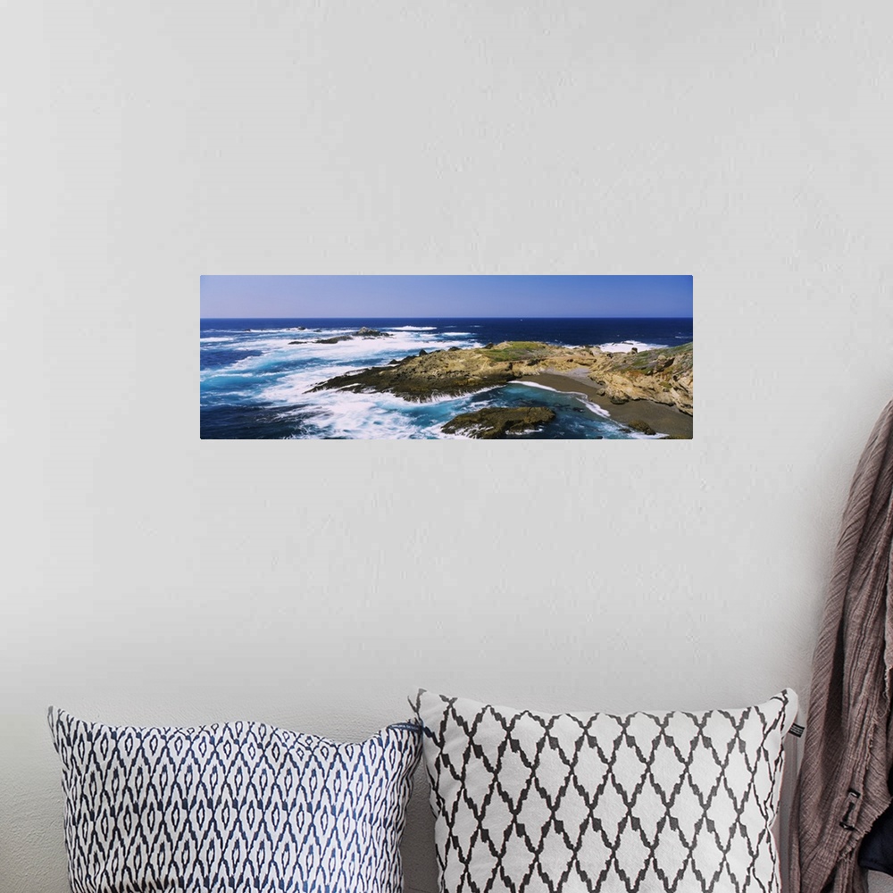 A bohemian room featuring High angle view of surf on the beach, Point Lobos State Reserve, California