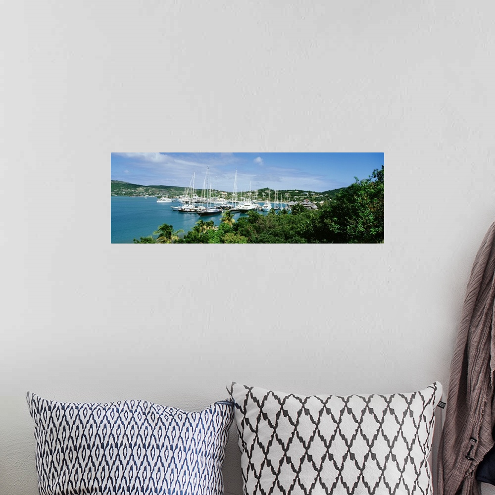A bohemian room featuring High angle view of yachts in a harbor, English Harbor, Antigua, Caribbean Islands