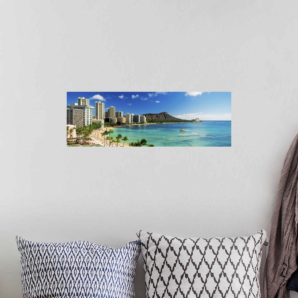 A bohemian room featuring Hotels on the beach, Waikiki Beach, Oahu, Honolulu, Hawaii, USA.