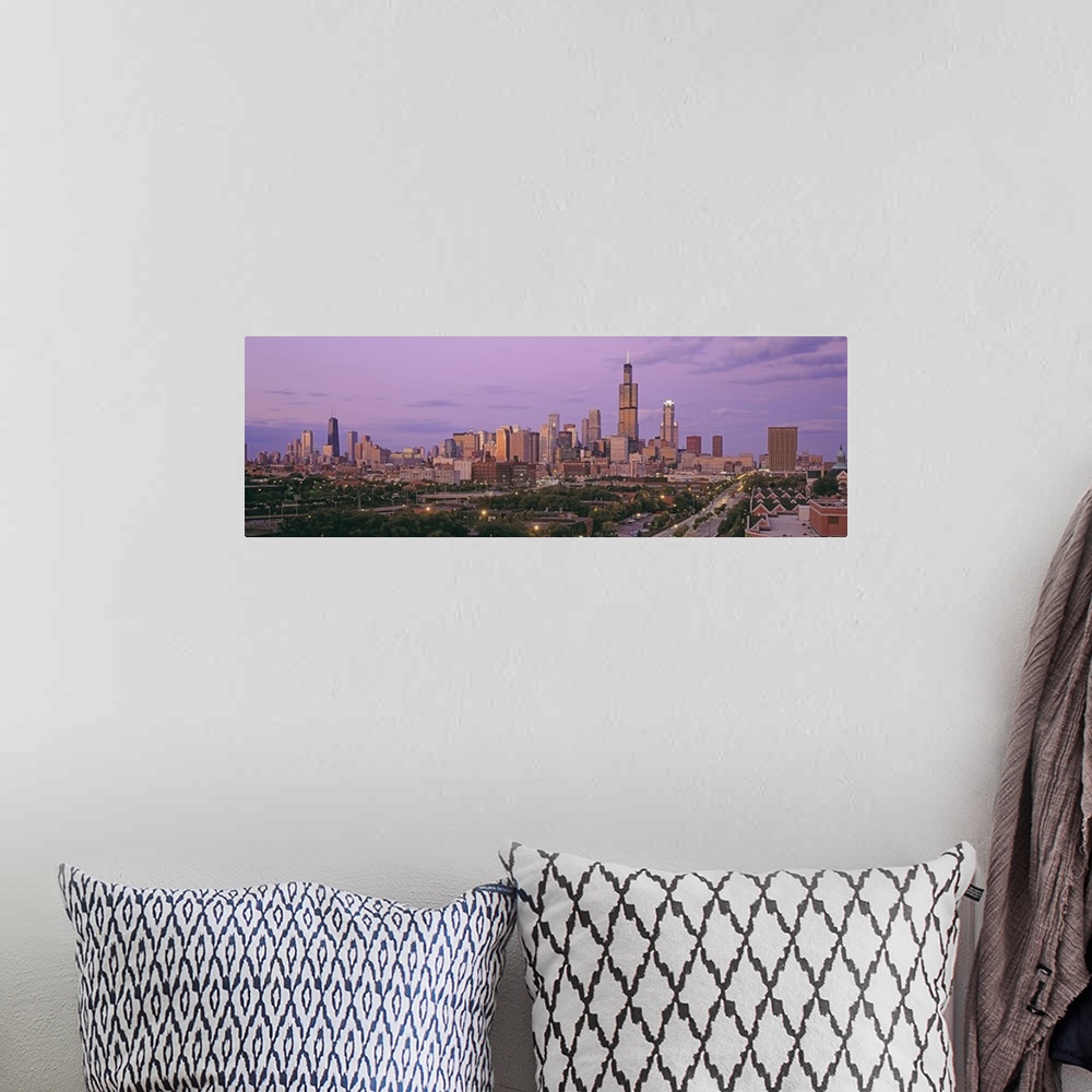 A bohemian room featuring Illinois, Chicago, View of a cityscape at twilight