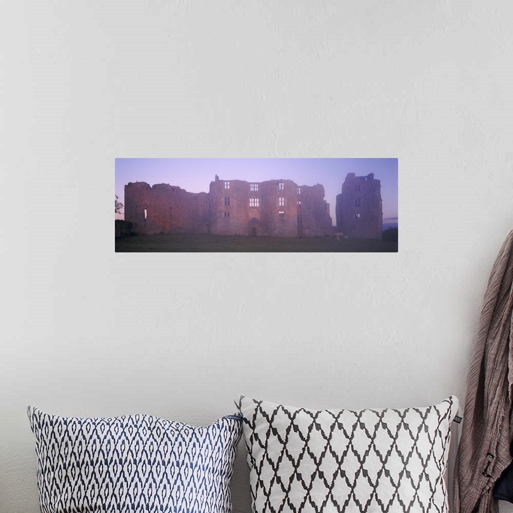 A bohemian room featuring Ireland, Roscommon Castle, View of the castle at dawn