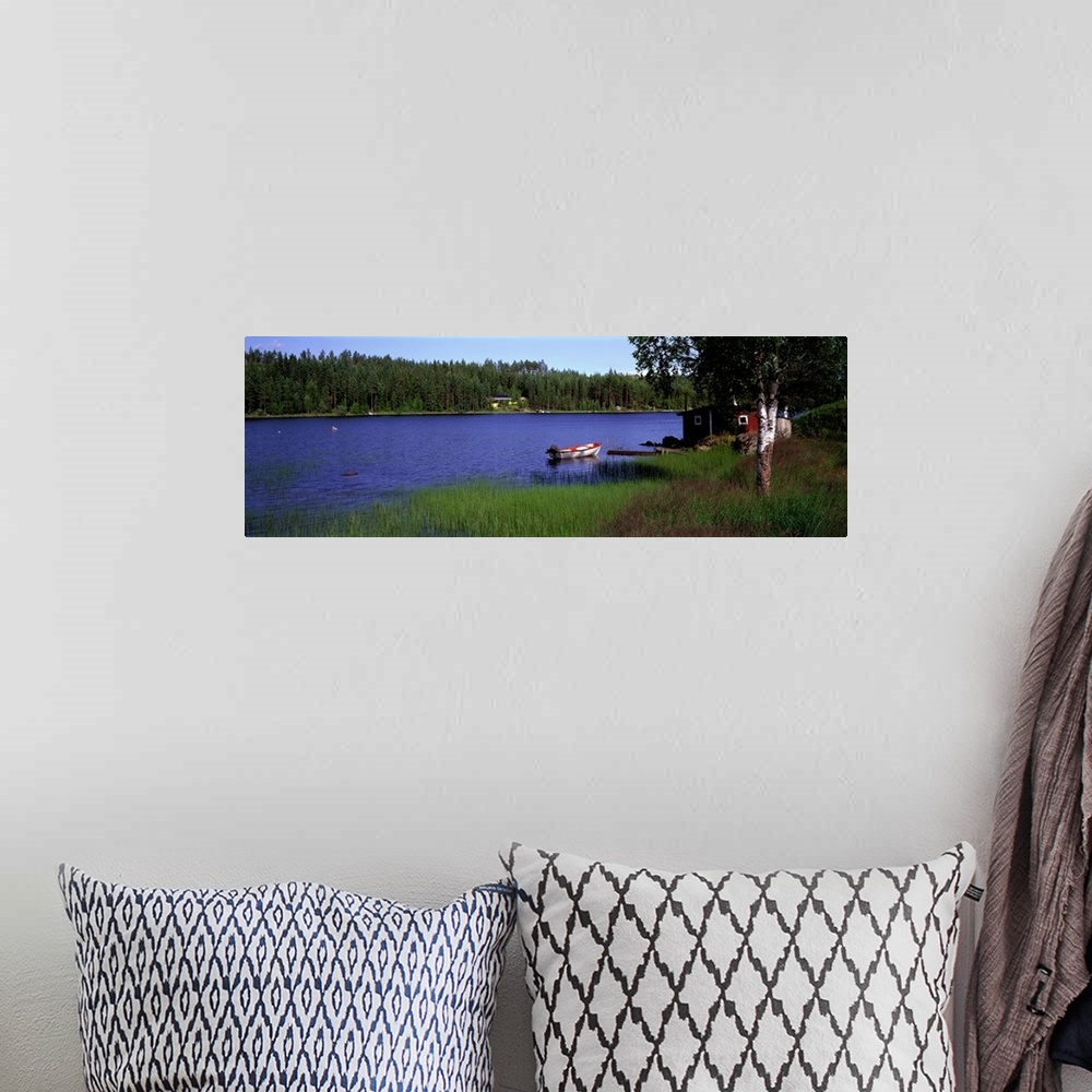 A bohemian room featuring Lake with Cabin and Boat, near Falun, Dalarna, Sweden
