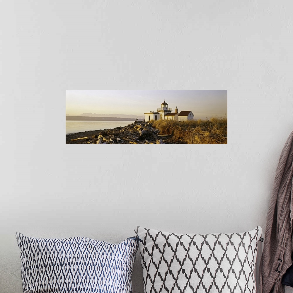 A bohemian room featuring Lighthouse on the beach, West Point Lighthouse, Seattle, King County, Washington State