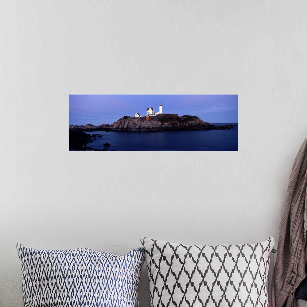 A bohemian room featuring Lighthouse on the coast, Nubble Lighthouse, York, York County, Maine,