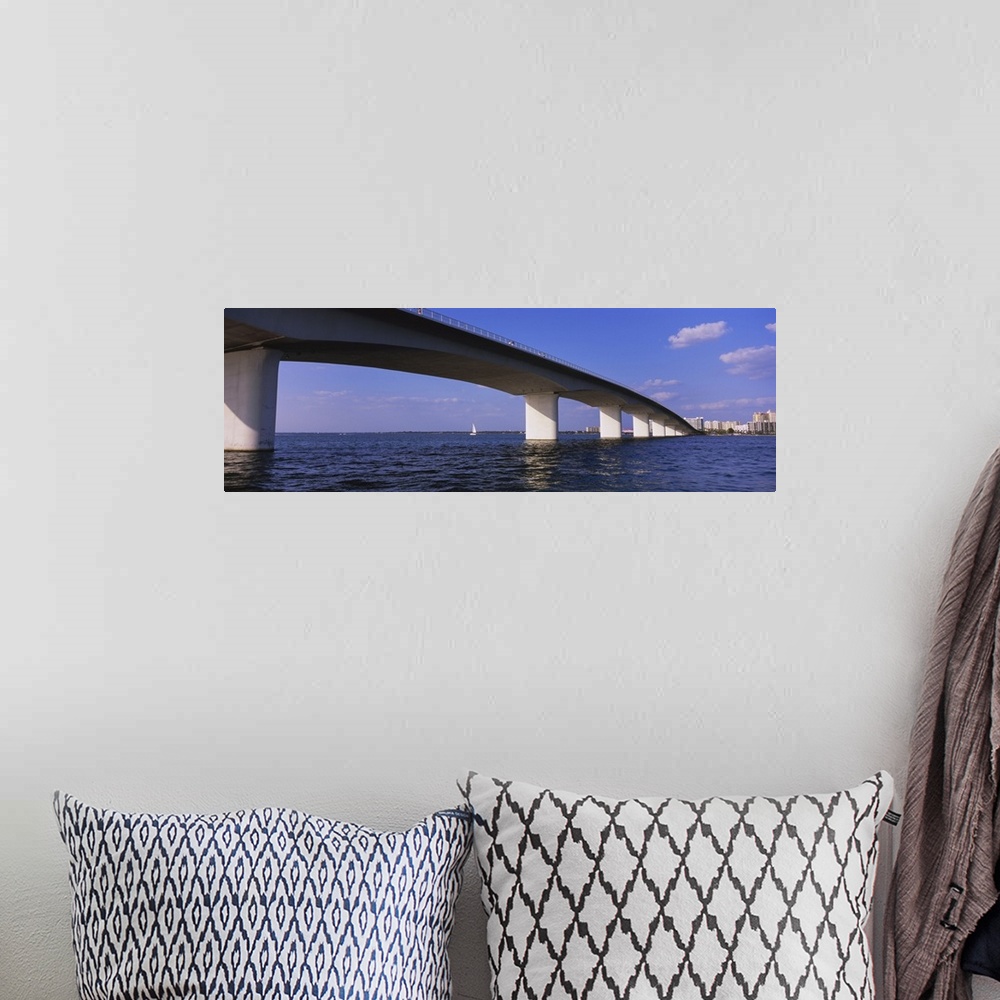A bohemian room featuring Low angle view of a bridge across the sea, Ringling Causeway Bridge, Sarasota Bay, Sarasota, Florida