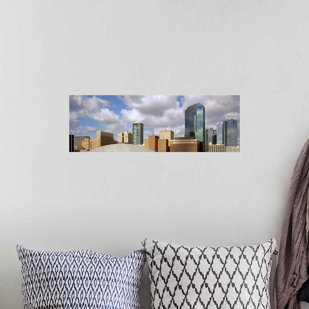 A bohemian room featuring Low angle view of skyscrapers, Fort Worth, Texas, USA.