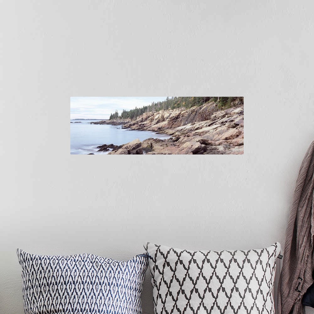 A bohemian room featuring Maine, Mount Desert Island, Acadia National Park, Rock formation on Granite coastline