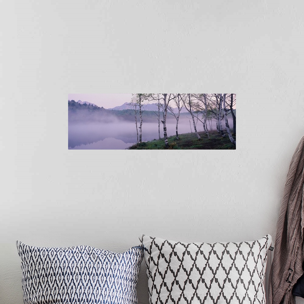 A bohemian room featuring Mist over a Lake, Togakushi, Nagano, Japan