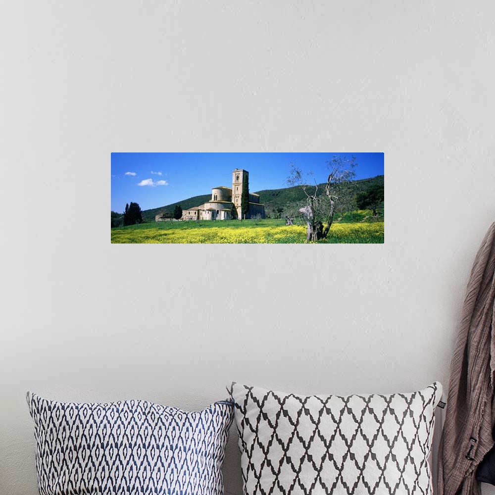A bohemian room featuring Monastery in a field, San Antimo Monastery, Tuscany, Italy