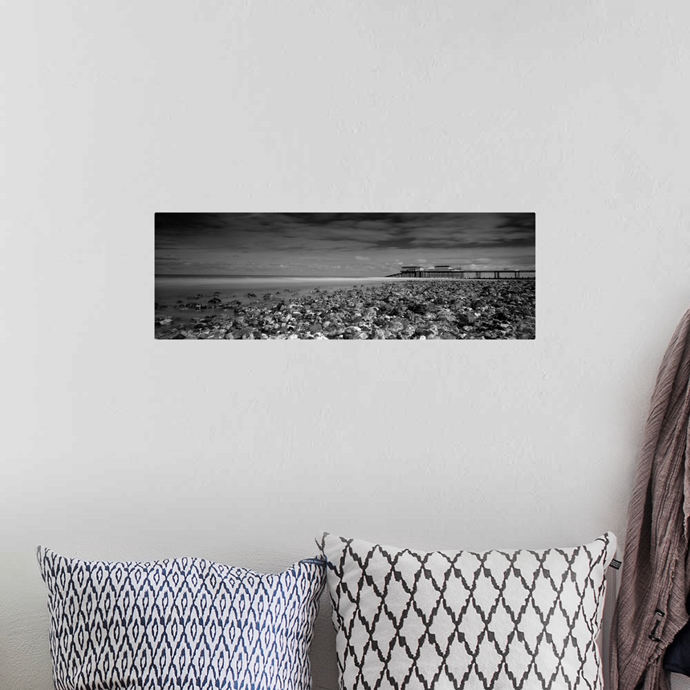 A bohemian room featuring Monochrome panoramic of Cromer Beach, Cromer, Norfolk, England
