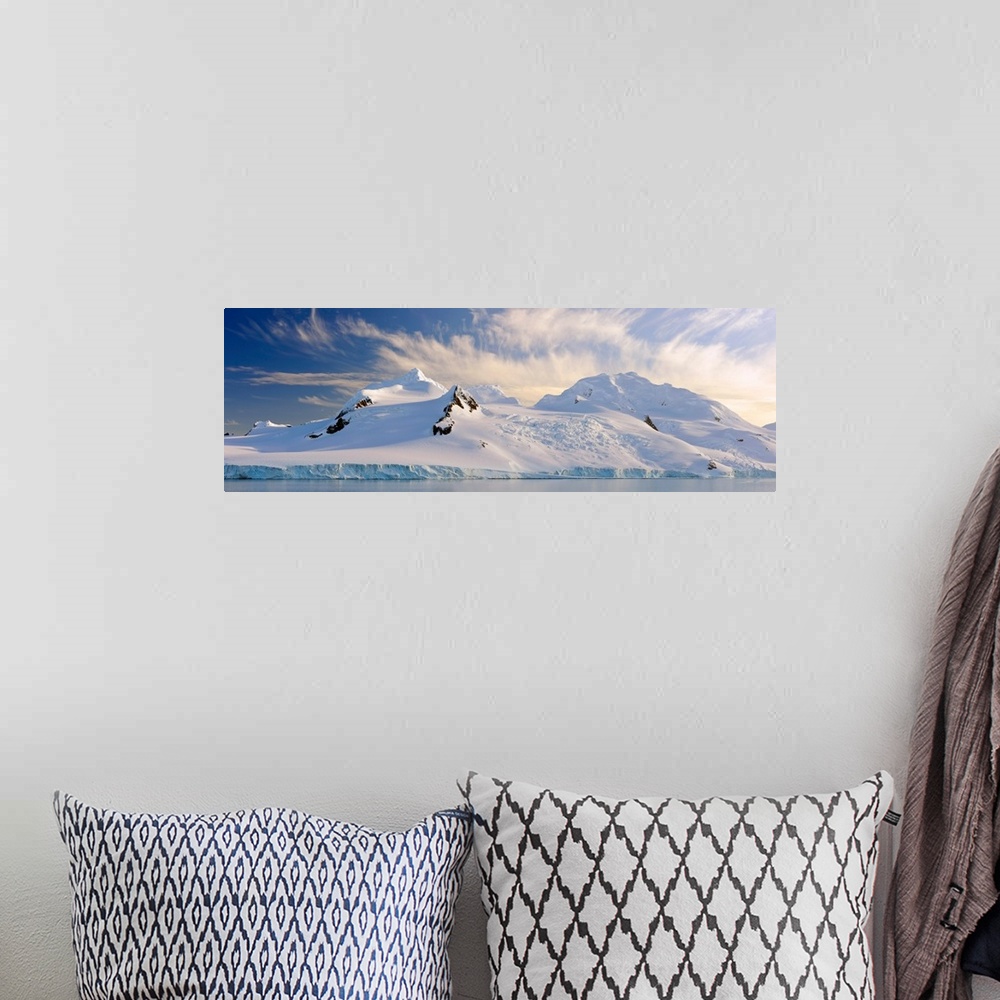 A bohemian room featuring Mountain covered by glaciers, Half Moon Bay, Antarctic Peninsula, Antarctica