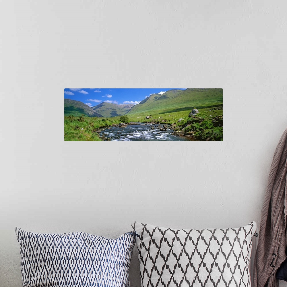A bohemian room featuring Mountain landscape with the River Coe, Glencoe Pass, Highland, Scotland